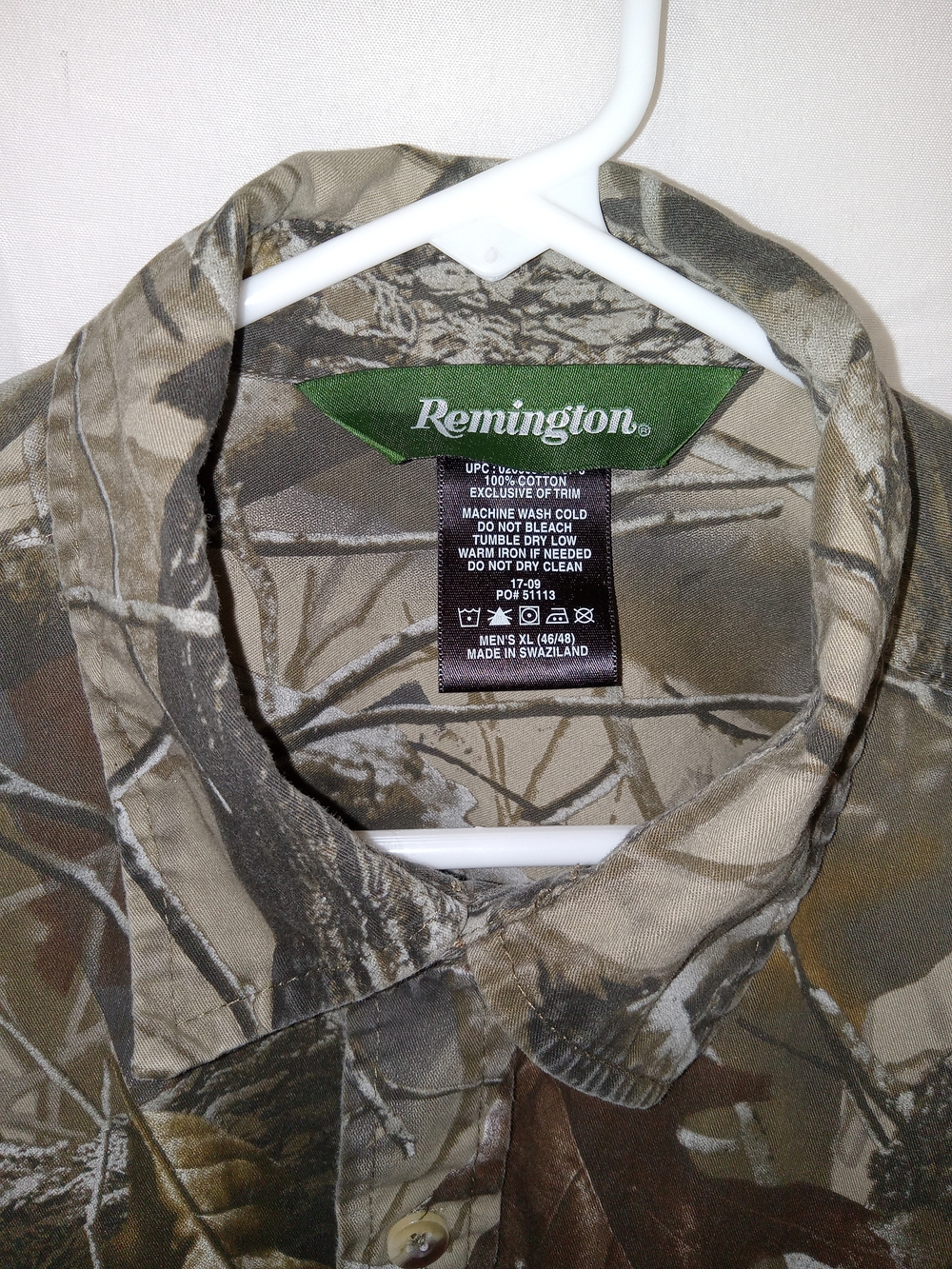 Remington Realtree Green Hardwoods Camo Hunting Shirt Mens XL Long Sleeve Cotton - Picture 4 of 12